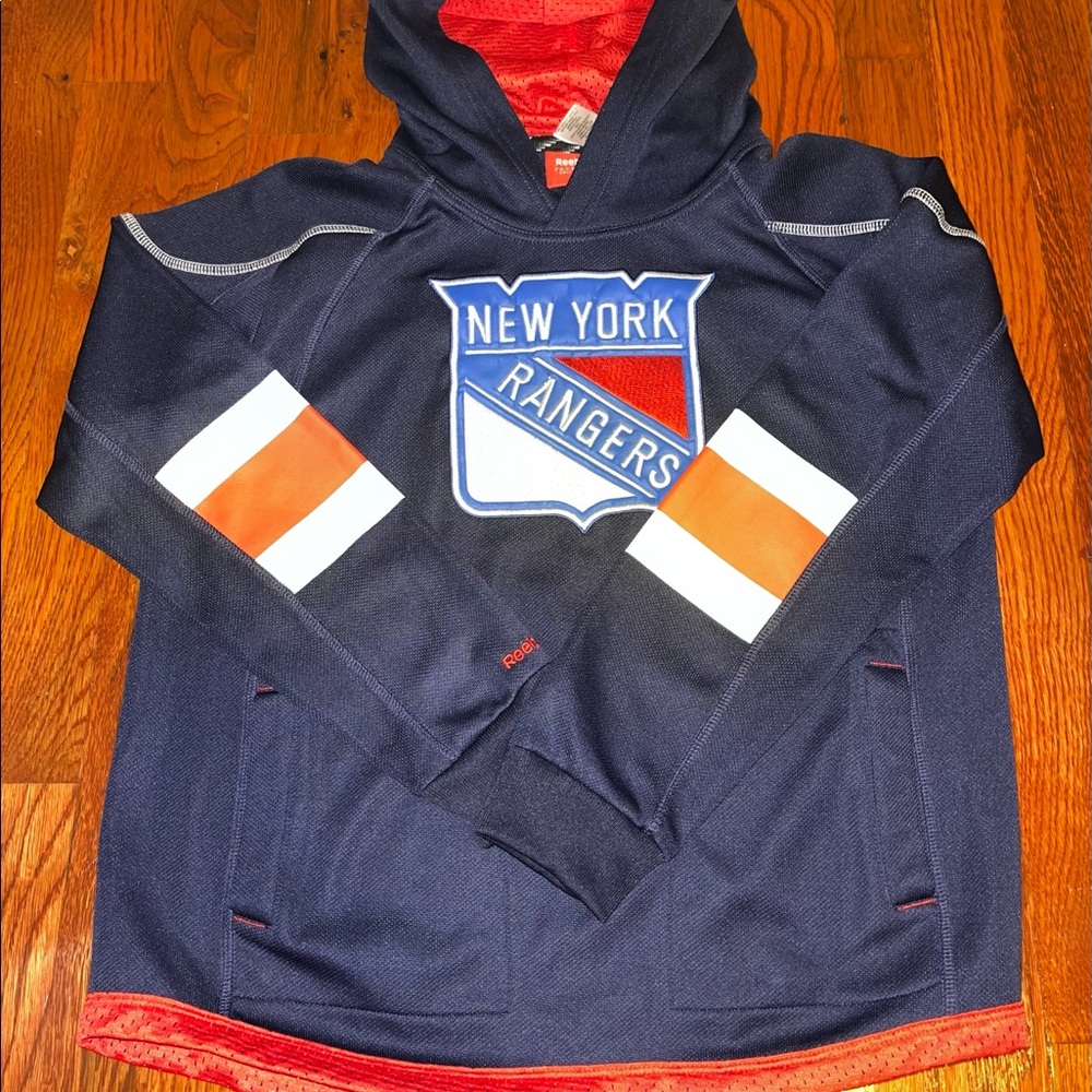 NY RANGERS HOODIE SZ L (14-16) Reebok face Off Collection